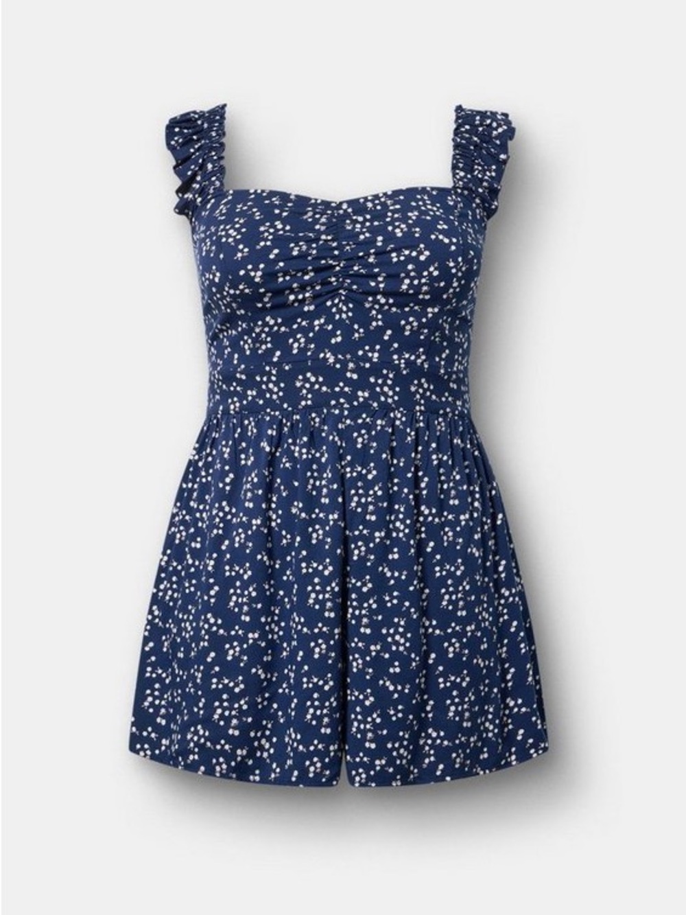 Torrid women’s 2x Navy blue ditsy floral ruffled strap romper NWT size 2